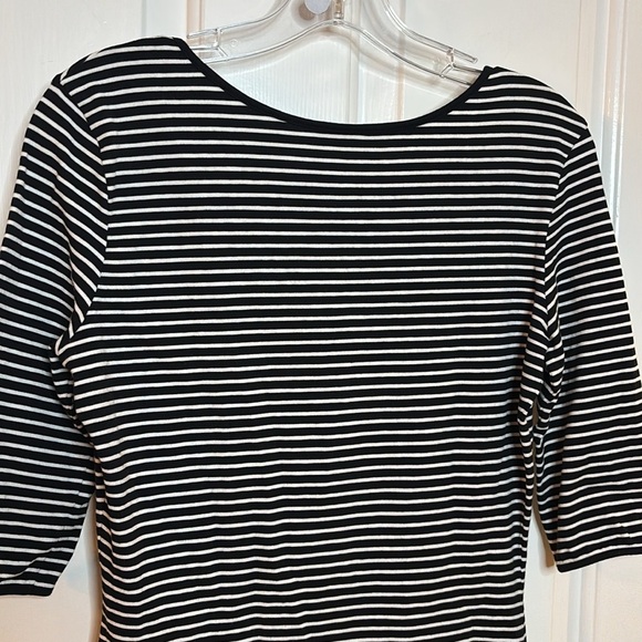 EUC PRADA Stripe Three-Quarter Sleeve Jersey Top women’s black & white size 42/6 - Picture 9 of 10